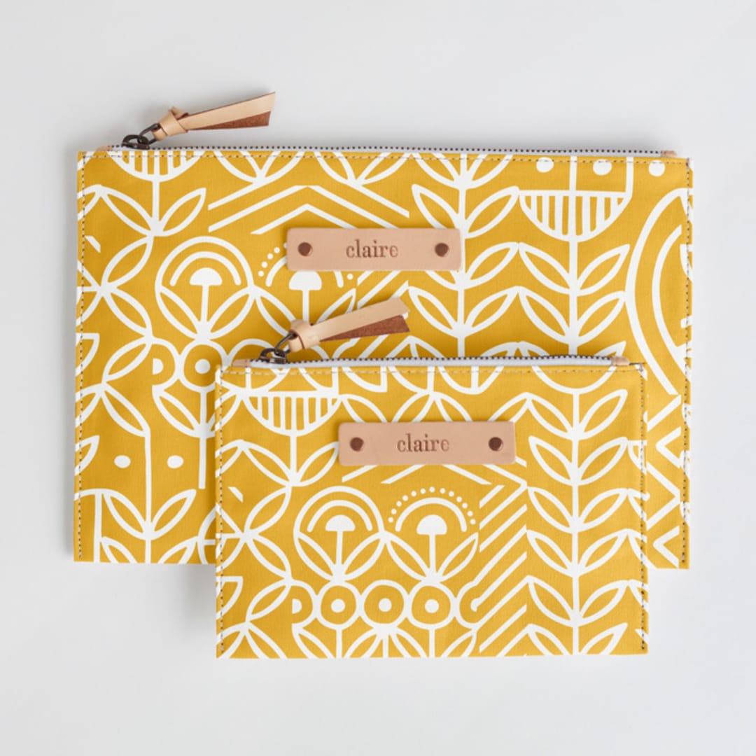 "Deconstruct" - Catch All Pouch Set in Mustard by Michelle Taylor - Catch-All Pouch Set
