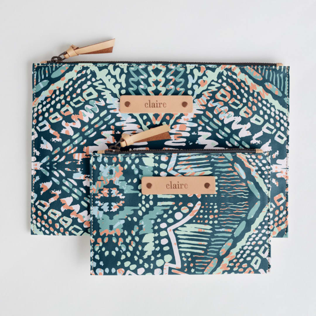 "Pastel geo" - Catch All Pouch Set in Mineral by Susanna Nousiainen - Catch-All Pouch Set