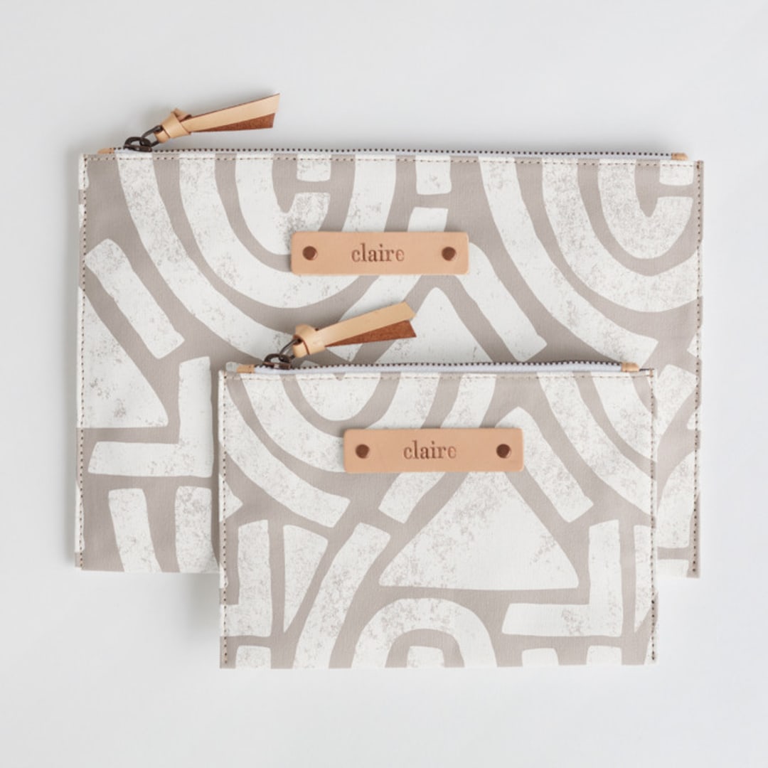 "Antique" - Catch All Pouch Set in Sand by Iveta Angelova - Catch-All Pouch Set