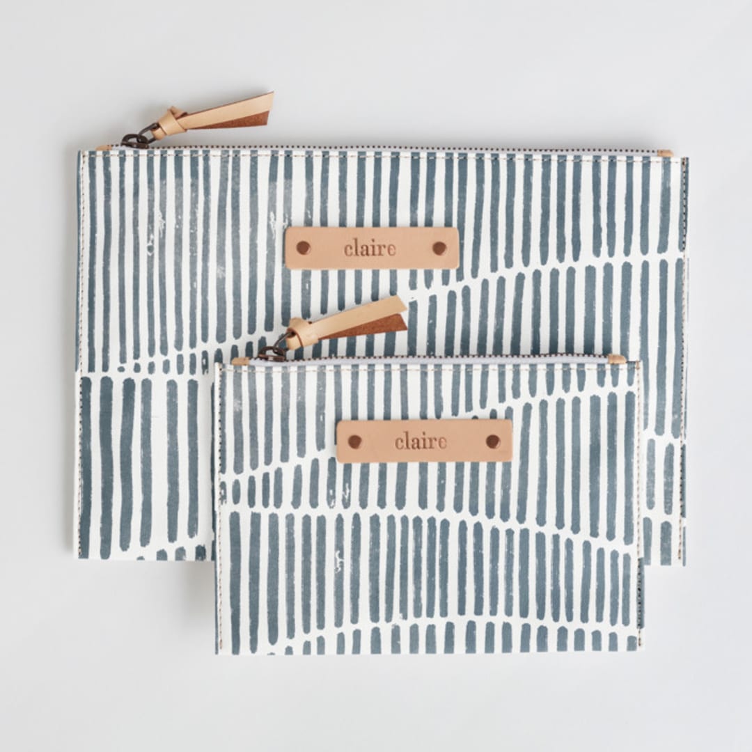 "Wavy" - Catch All Pouch Set in Storm by Michelle Taylor - Catch-All Pouch Set