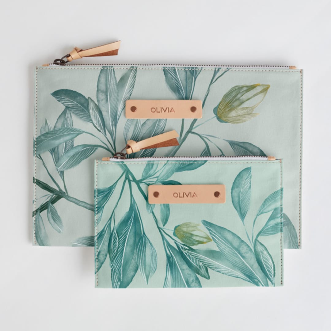 "Botanical greenery" - Catch All Pouch Set in Greenery by Lucrecia Caporale - Catch-All Pouch Set
