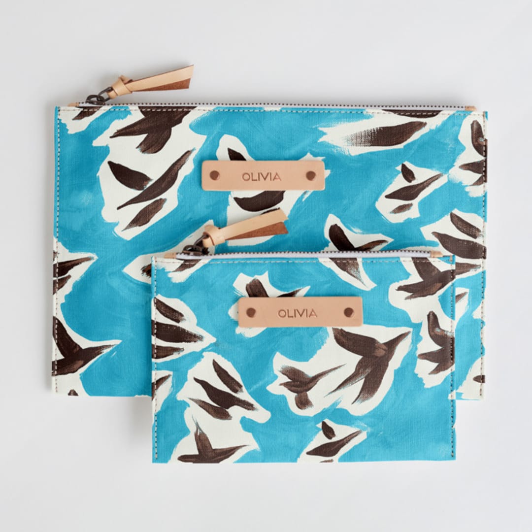 "Birds in Flight" - Catch All Pouch Set in Sky by Michelle Fifis - Catch-All Pouch Set