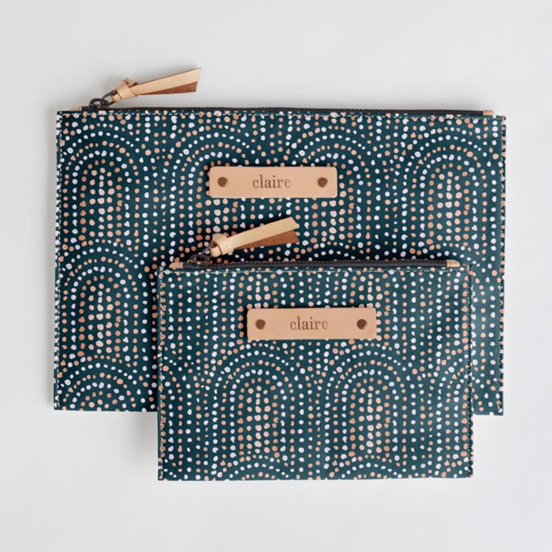 "Modern Showers" - Catch All Pouch Set in Navy by Jenna Holcomb - Catch-All Pouch Set