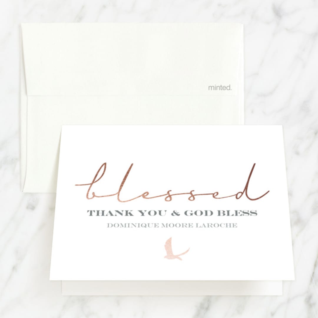 "Blessed Confirmation" - Confirmation Thank You Cards in Golden Rose by Angelene - Front