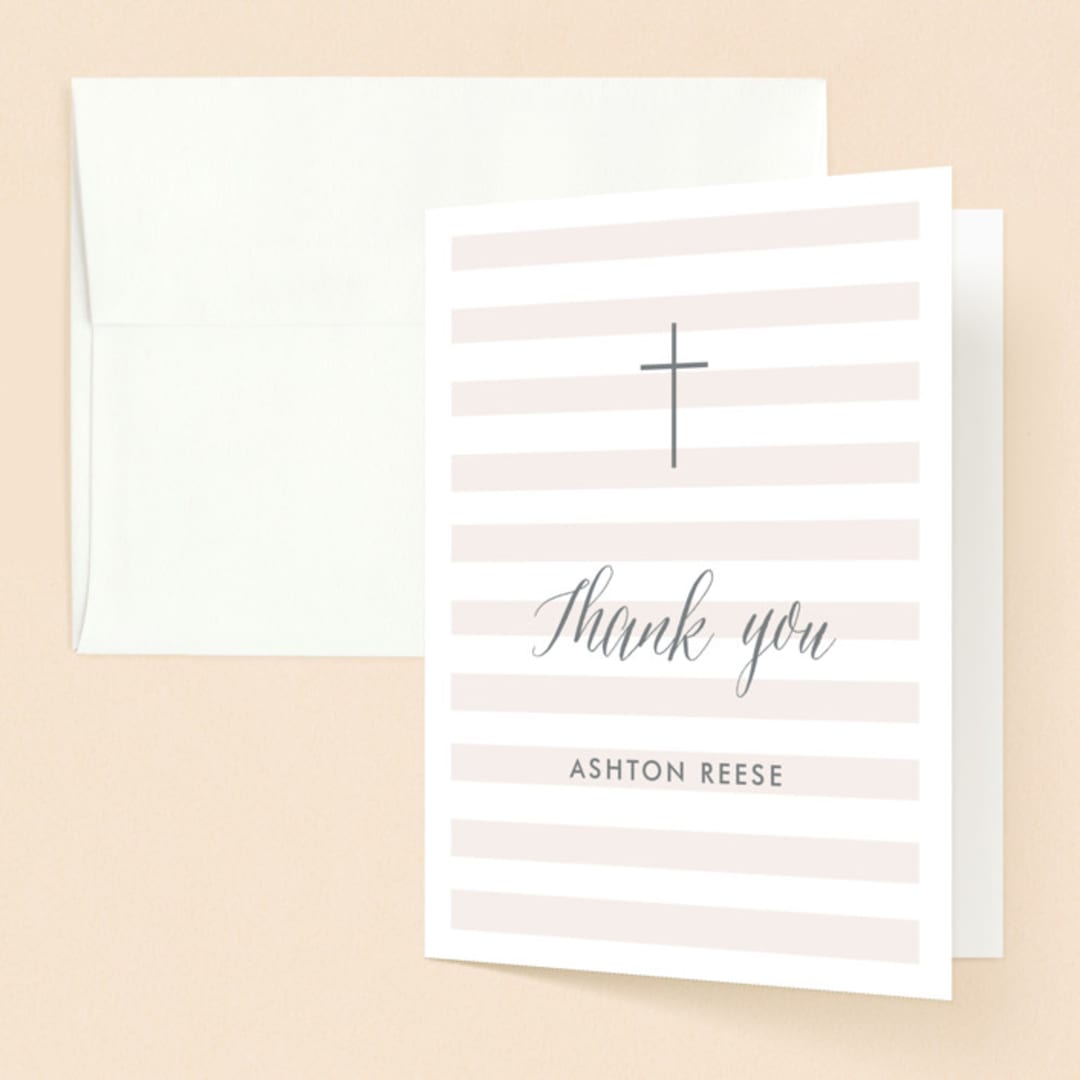 "Sleek" - Confirmation Thank You Cards in Blush by Lauren Chism - Front