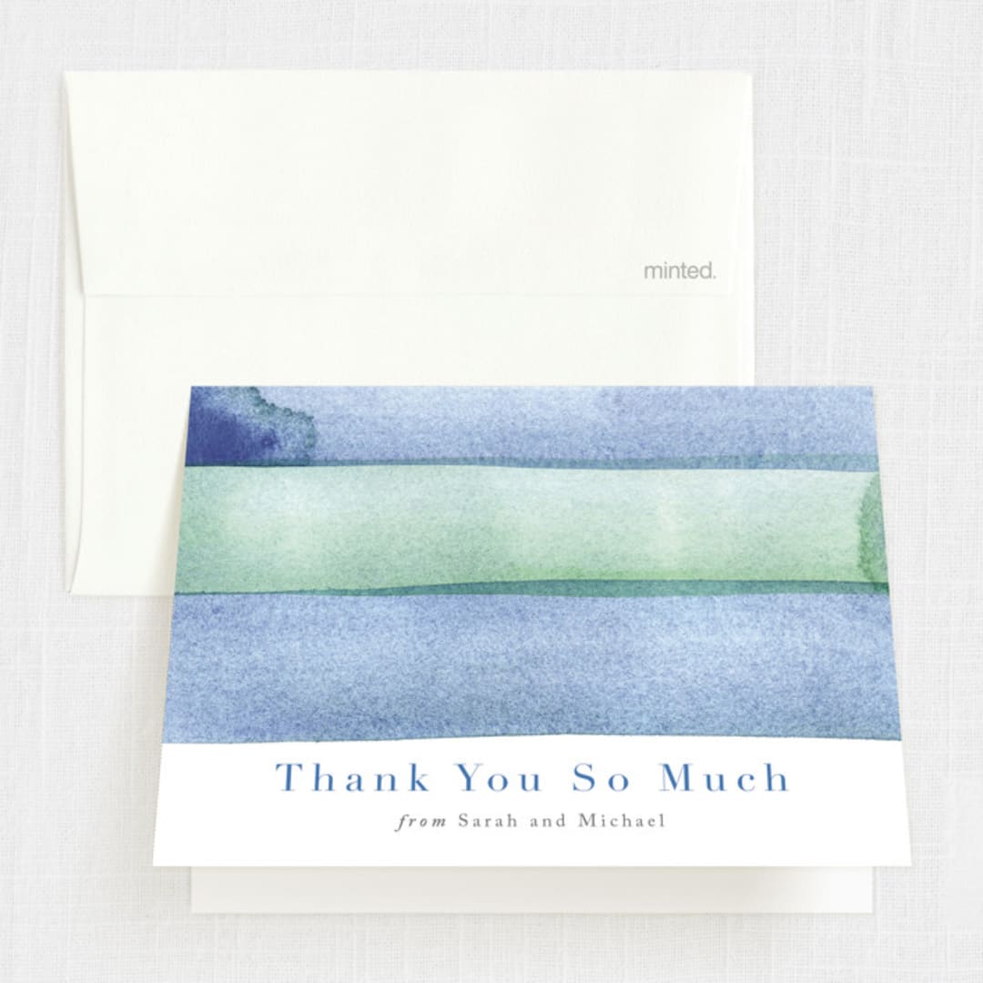 "watercolor stripes" - Confirmation Thank You Cards in Ocean by Shannon Chen of Four Wet Feet Studio - Front