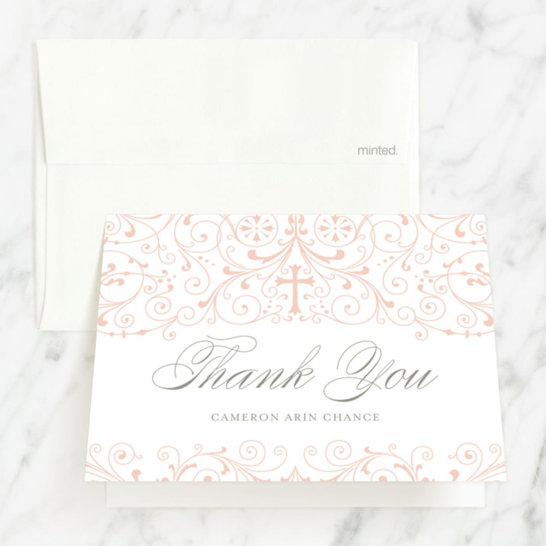 "graceful" - Confirmation Thank You Cards in Soft Peach by Sarah Brown - Front