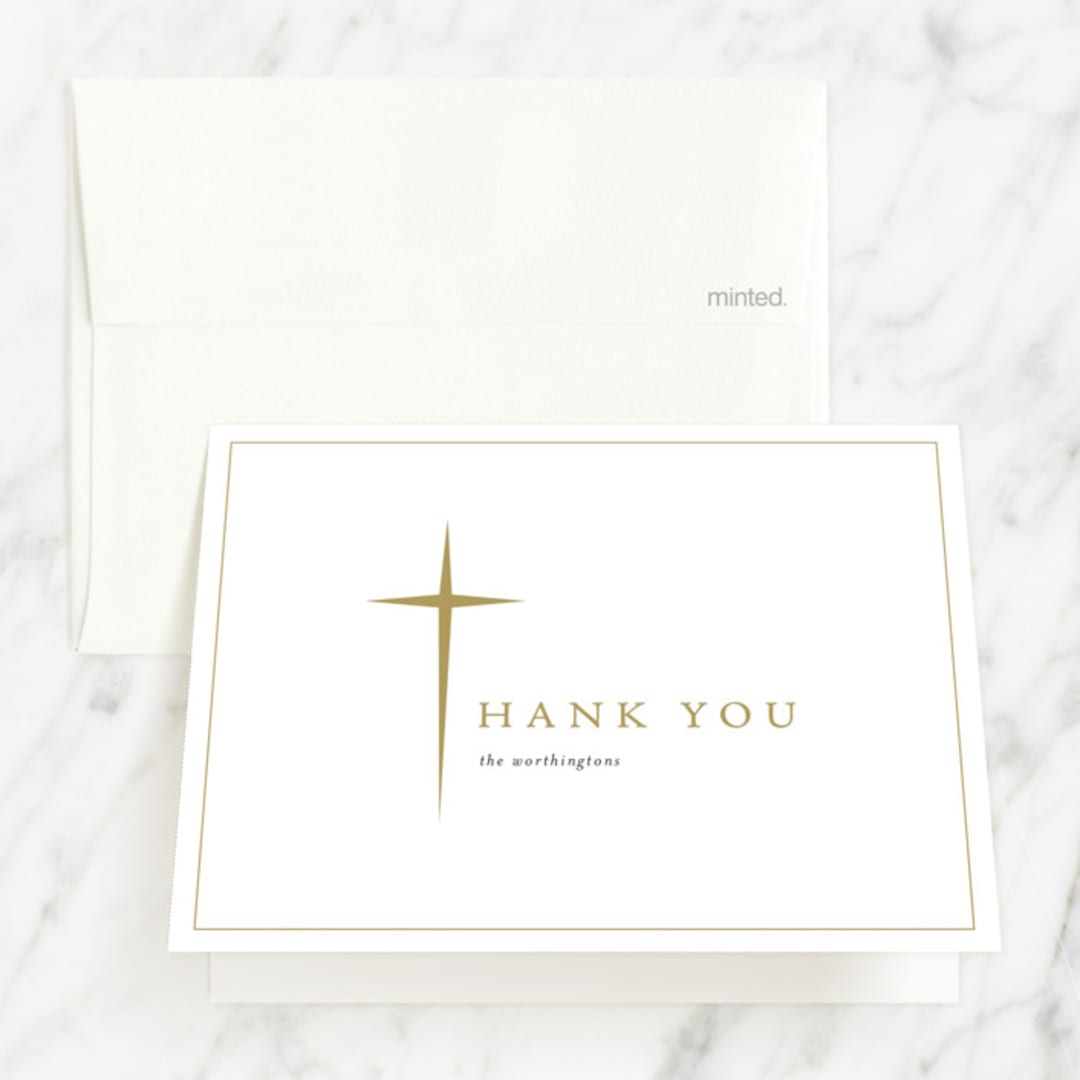 "Simple Faith" - Confirmation Thank You Cards in Mustard by fatfatin - Front