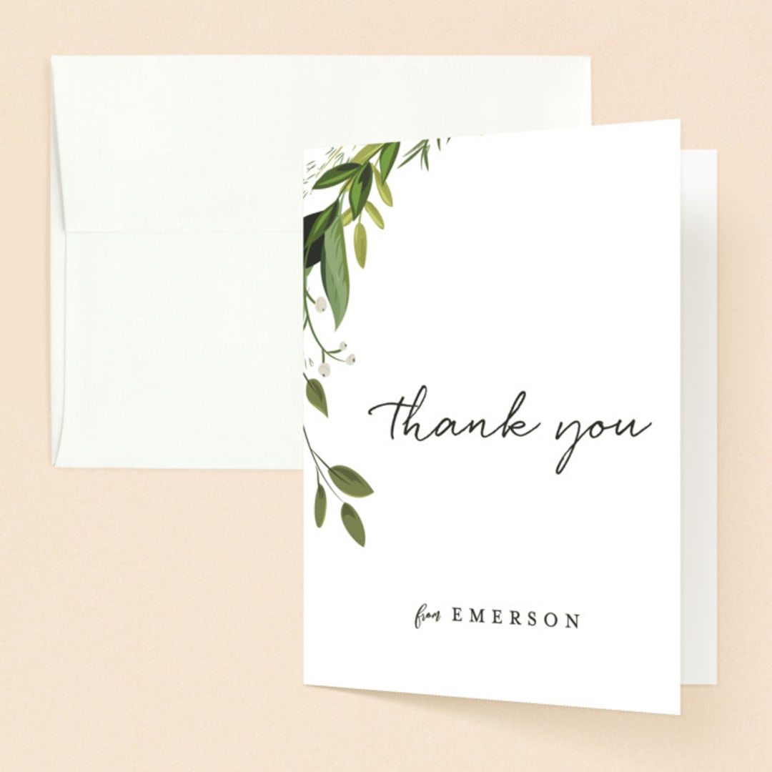 "Vines of Green" - Confirmation Thank You Cards in Fern by Susan Moyal - Front