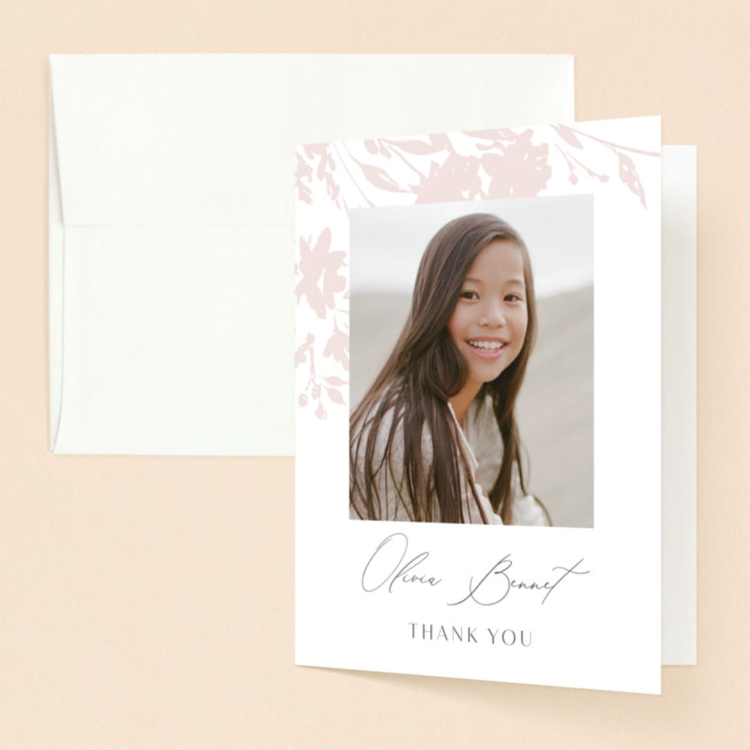 "blushed" - Confirmation Thank You Cards in Peony by Nicoletta Savod - Front
