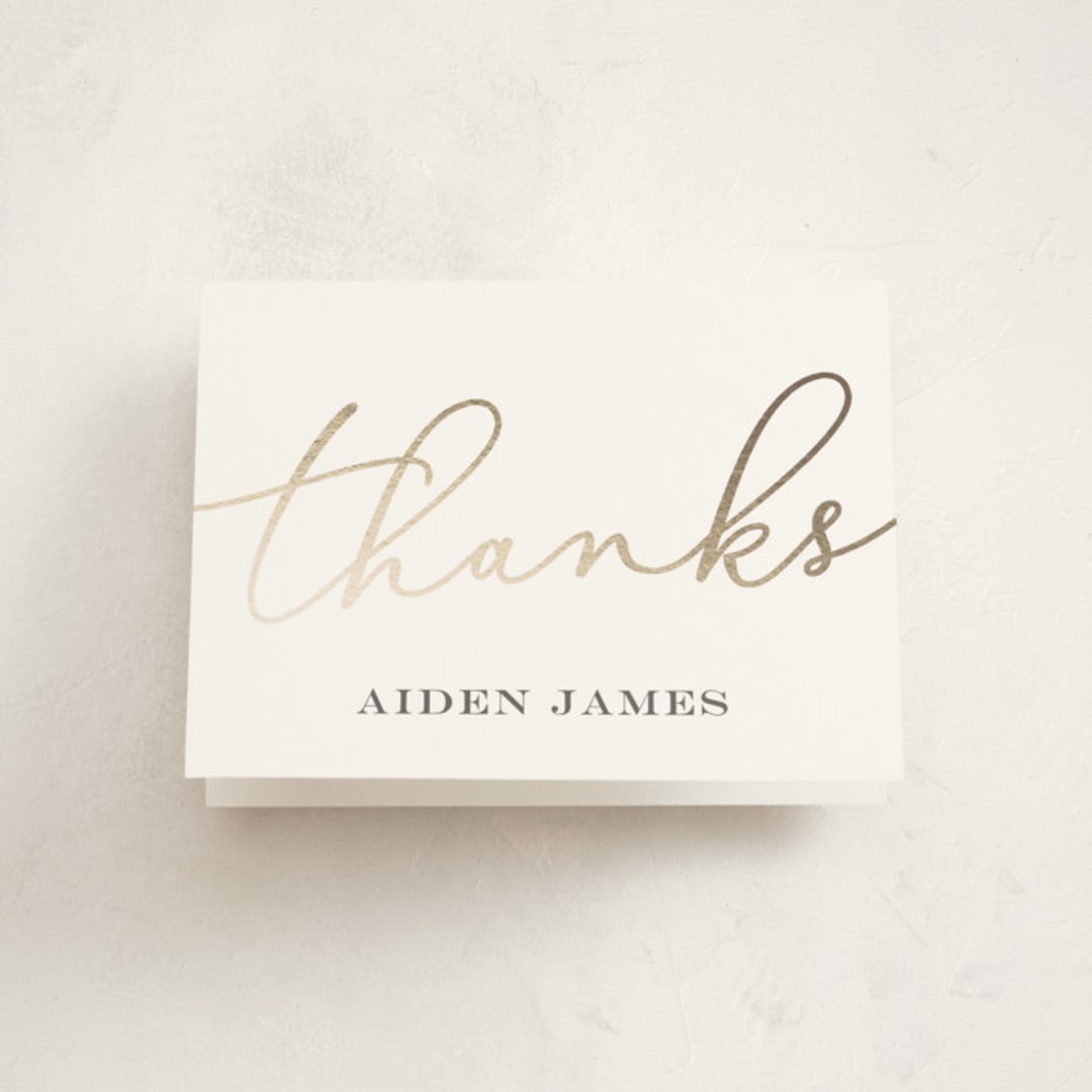 "Script Baptism" - Baptism and Christening Thank You Cards in Snow by Chasity Smith - Front