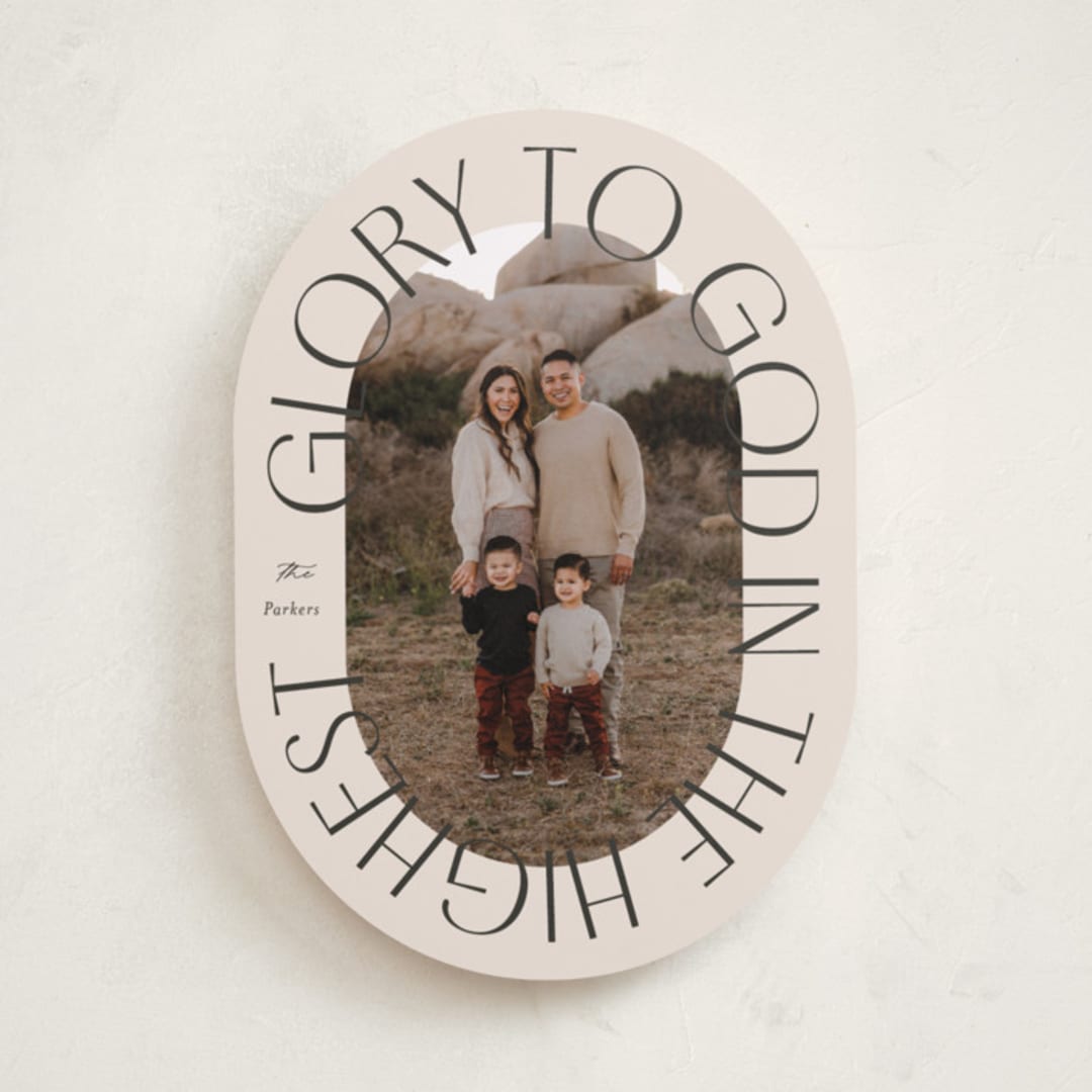 "Glory Oval" - Holiday Cards in Almond by Brianne Larsen - Front