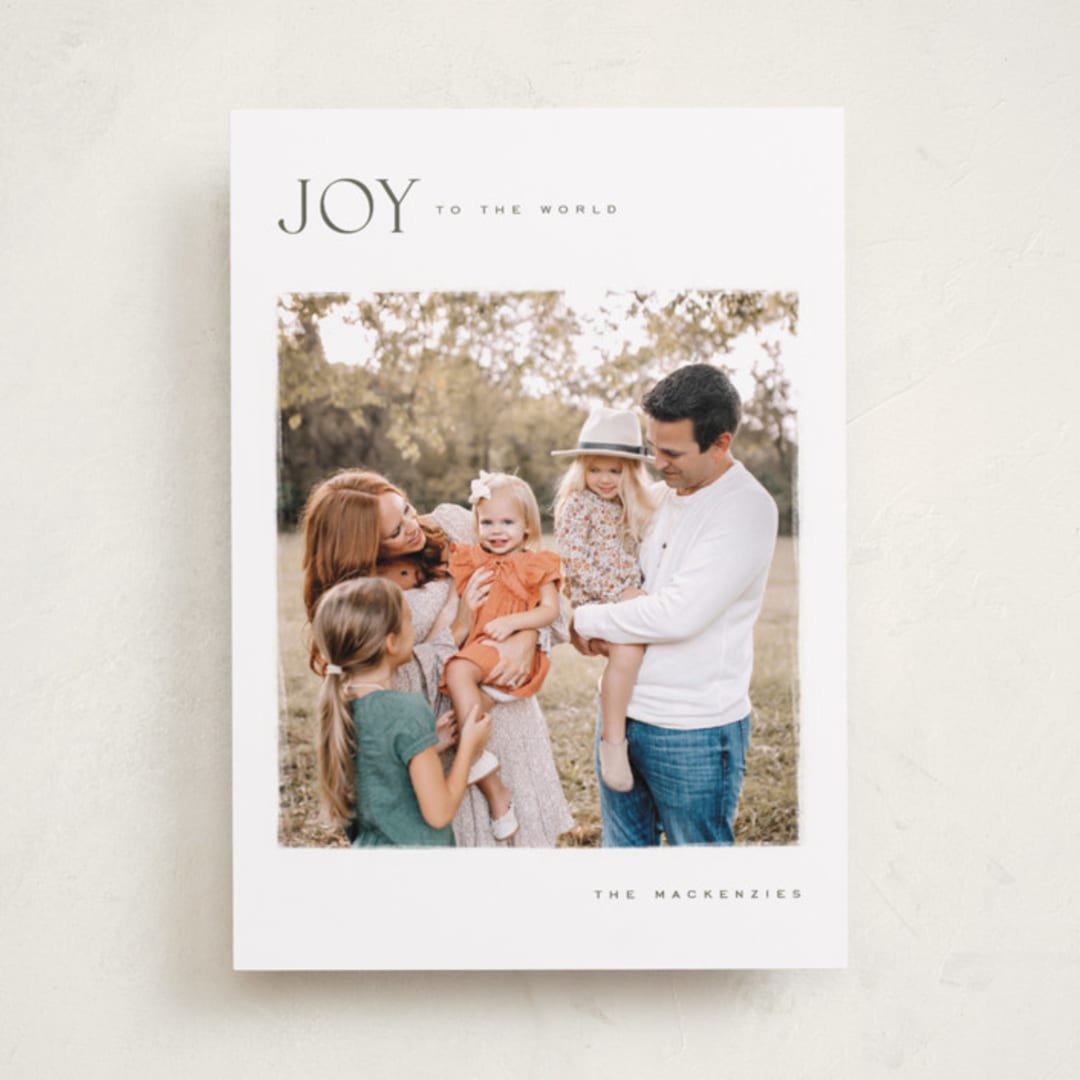 "Joy! To The World" - Holiday Cards in Pine by Wildfield Paper Co - Front