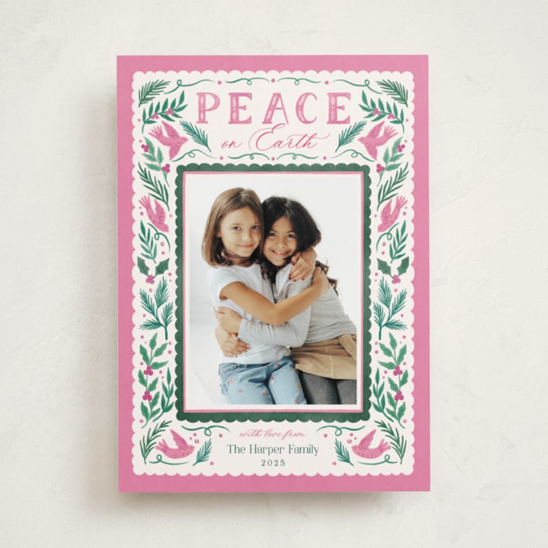 "Peaceful Garden" - Holiday Cards in Flamingo by Elly - Front