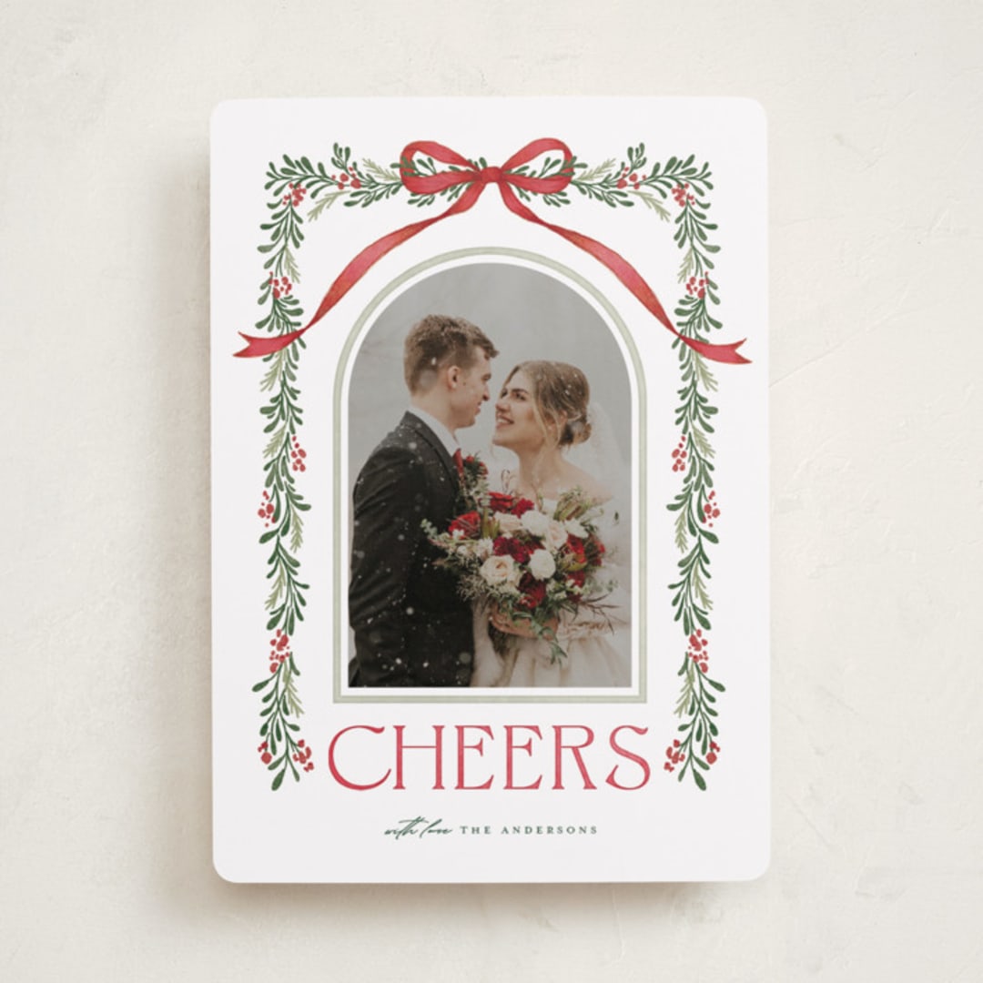 "Joyful-Bow" - Holiday Cards in Poinsettia by BR Designs - Front