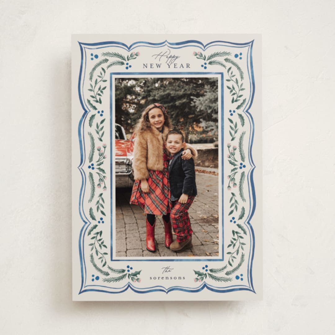 "Scalloped Edge Holiday" - Holiday Cards in Sapphire by Chris Griffith - Front