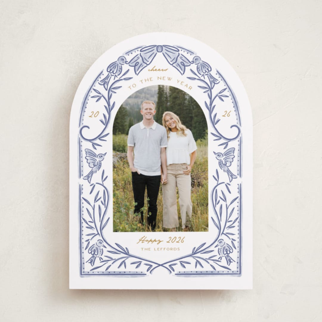 "Bird Doodle" - Holiday Cards in Cornflower by Cindy Reynolds - Front