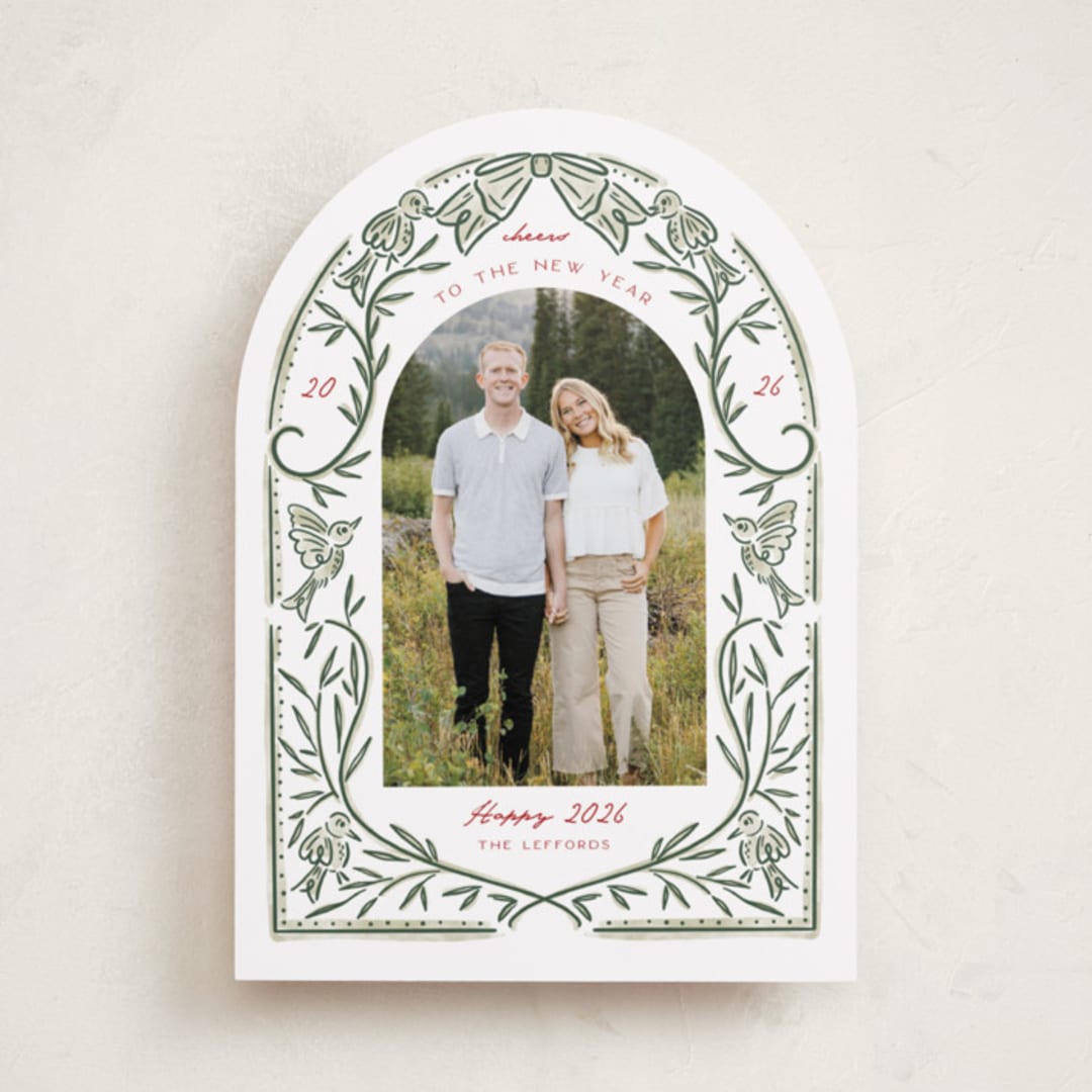 "Bird Doodle" - Holiday Cards in Evergreen by Cindy Reynolds - Front