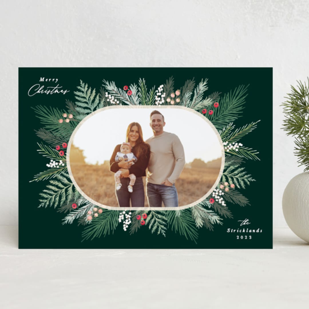 "Seasonal Foliage" - Holiday Cards in Evergreen by Hooray Creative - Front