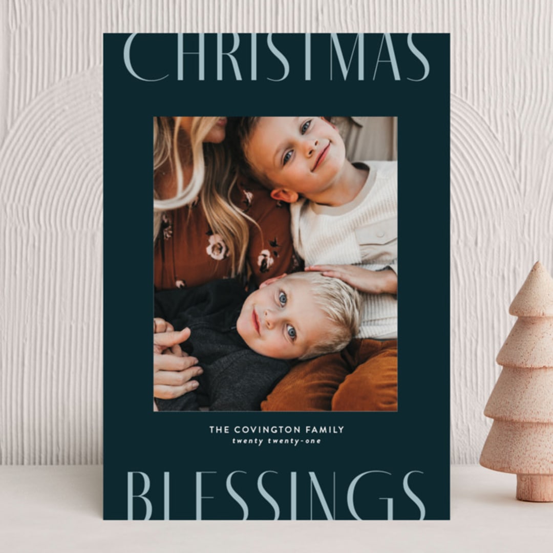 "Stacked Blessings" - Holiday Cards in Night Sky by Ekko Studio - Front