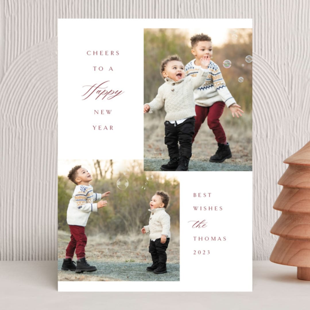 "A Perfect Gift" - Holiday Cards in Cranberry by Erin Deegan - Front