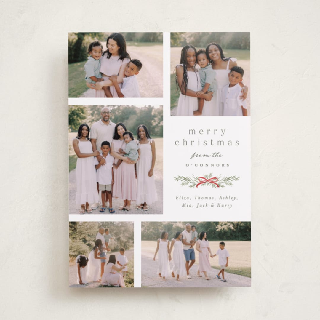 "Multi Swag" - Holiday Cards in Sage by Everett Paper Goods - Front