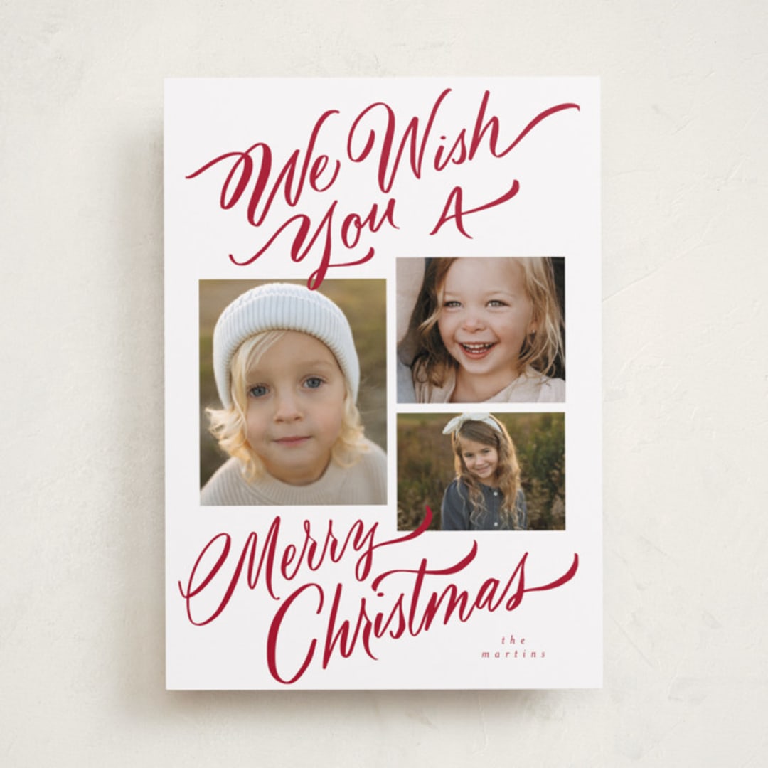 "We Wish You" - Holiday Cards in Scarlet by Elsa Duncan - Front