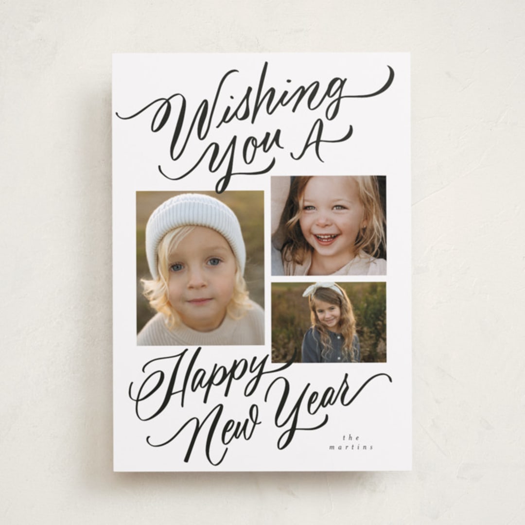"We Wish You" - Holiday Cards in Coal by Elsa Duncan - Front