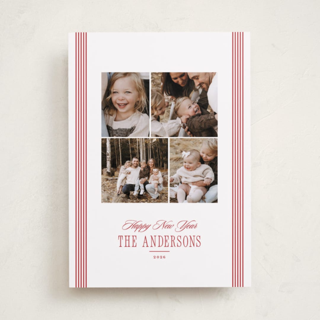 "New Classic" - Holiday Cards in Candy Cane by Corinne Malesic - Front