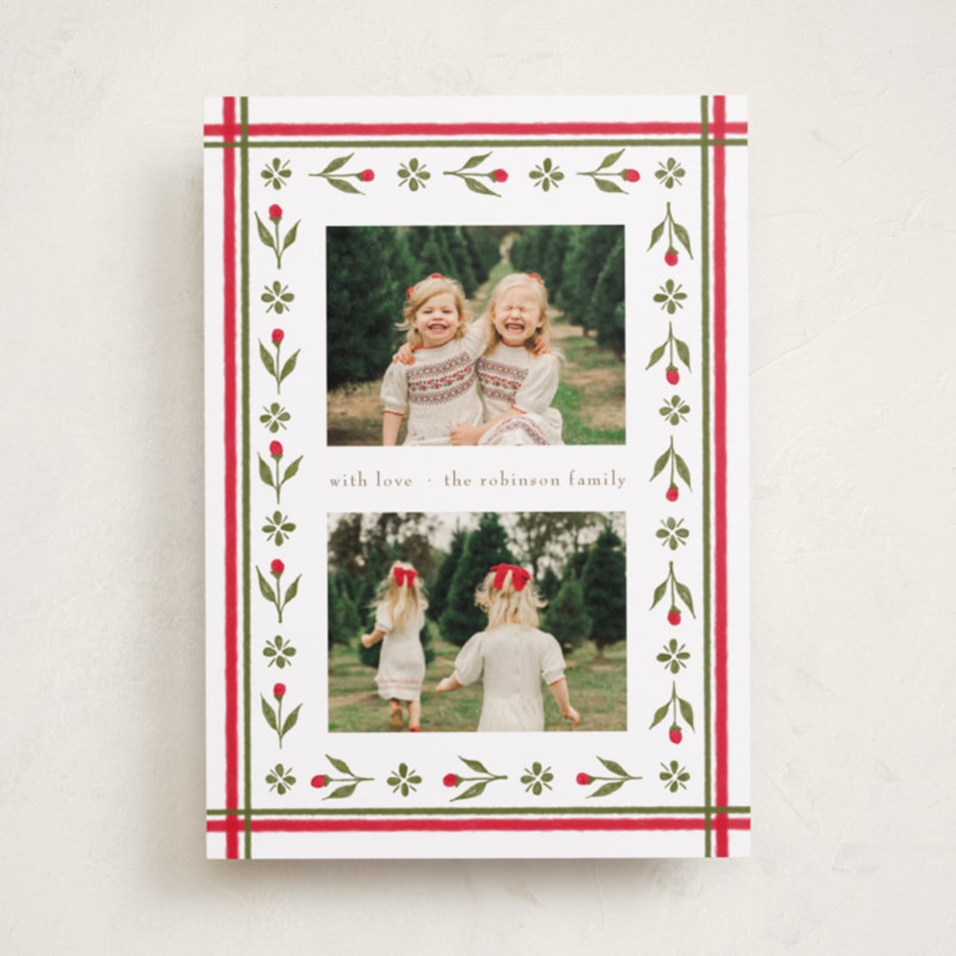 "Little Floral Border" - Holiday Cards in Christmas Classic by Elsa Duncan - Front