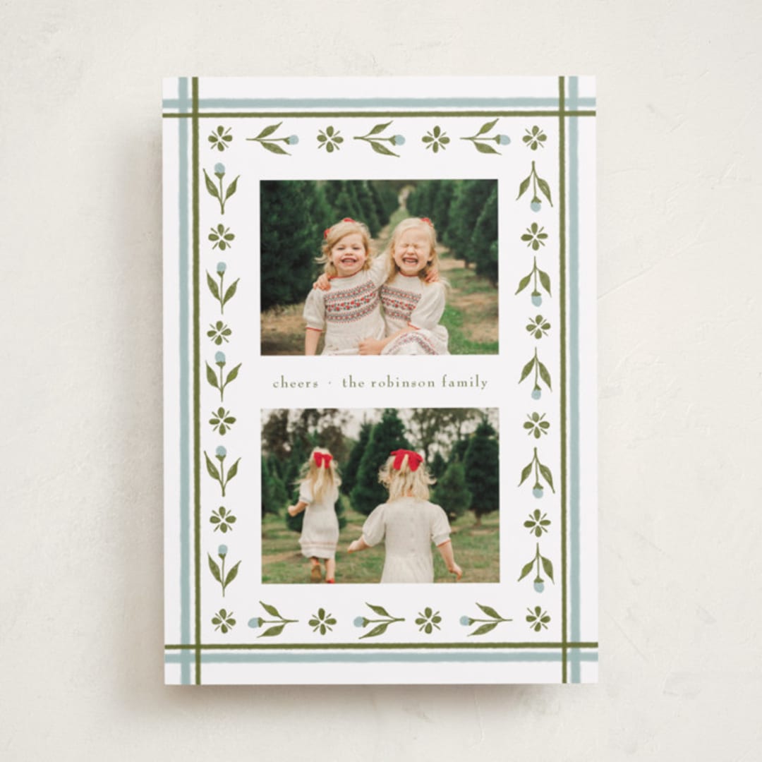 "Little Floral Border" - Holiday Cards in Glacier by Elsa Duncan - Front