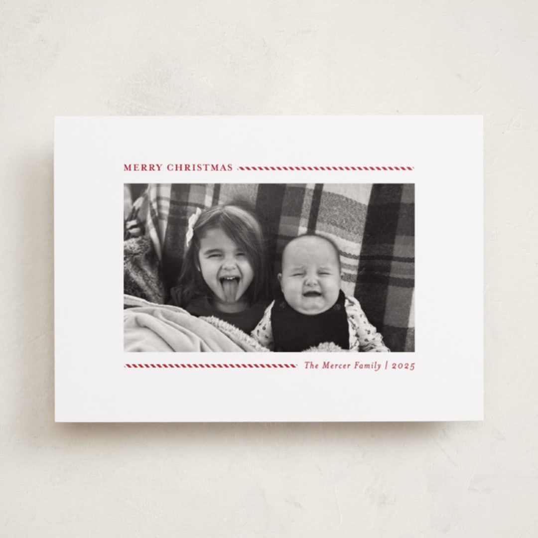 "Candy Cane Lines" - Holiday Cards in Candy Cane by Allison Orszak - Front