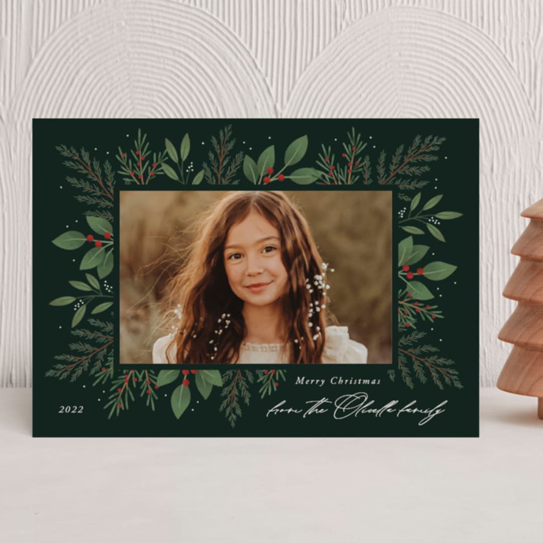 "Holiday Greenery" - Holiday Cards in Spruce by Kacey Kendrick Wagner - Front