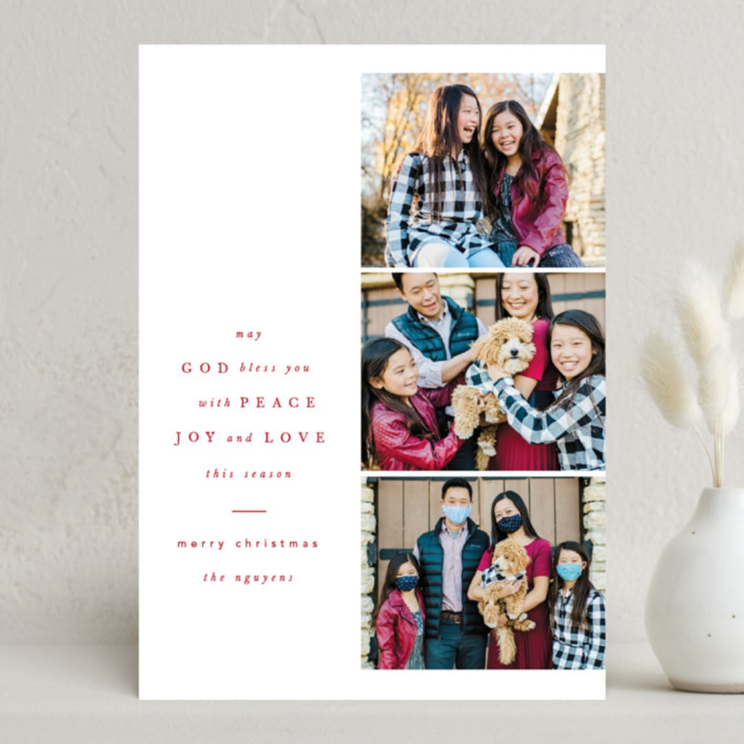 "His Blessings" - Holiday Cards in Berry by Creo Study - Front