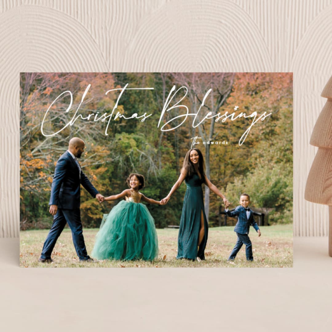 "Christmas Blessings" - Holiday Cards in Candied Grapefruit by fatfatin - Front