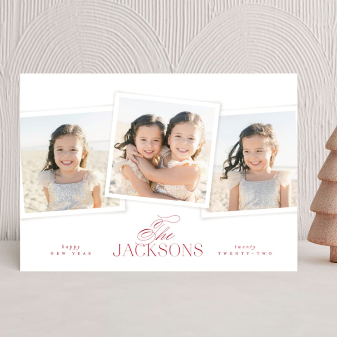 "Merry Moments" - Holiday Cards in Berry by Kelly Schmidt - Front