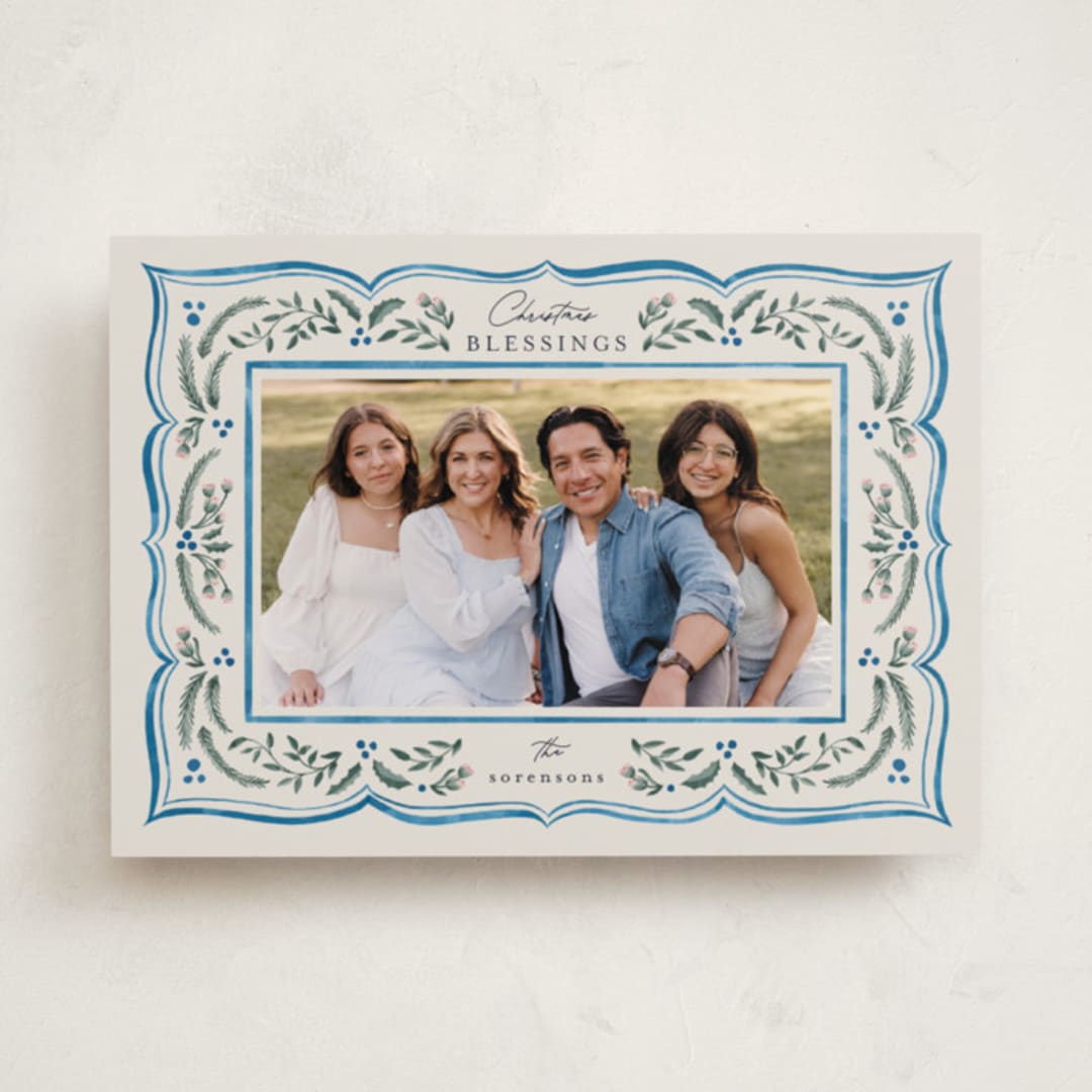 "Scalloped Edge Holiday" - Holiday Cards in Sapphire by Chris Griffith - Front