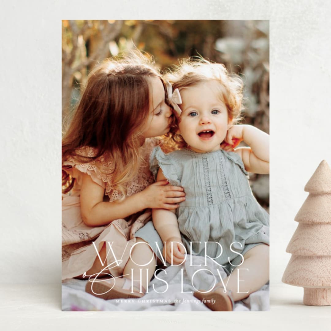 "Love and Wonder" - Holiday Cards in Snowflake by Jessica Williams - Front