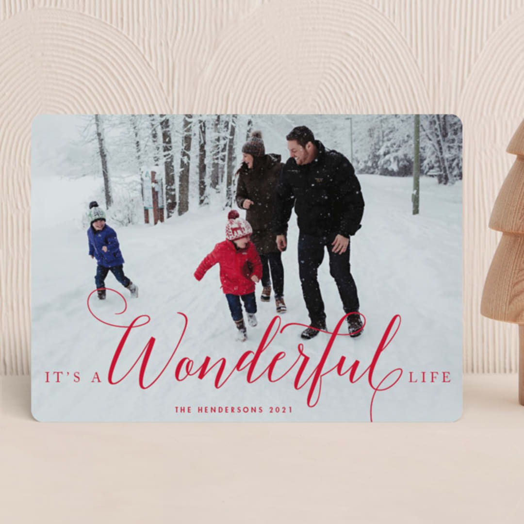 "A Wonderful Life" - Holiday Cards in Holiday Red by Qing Ji - Front