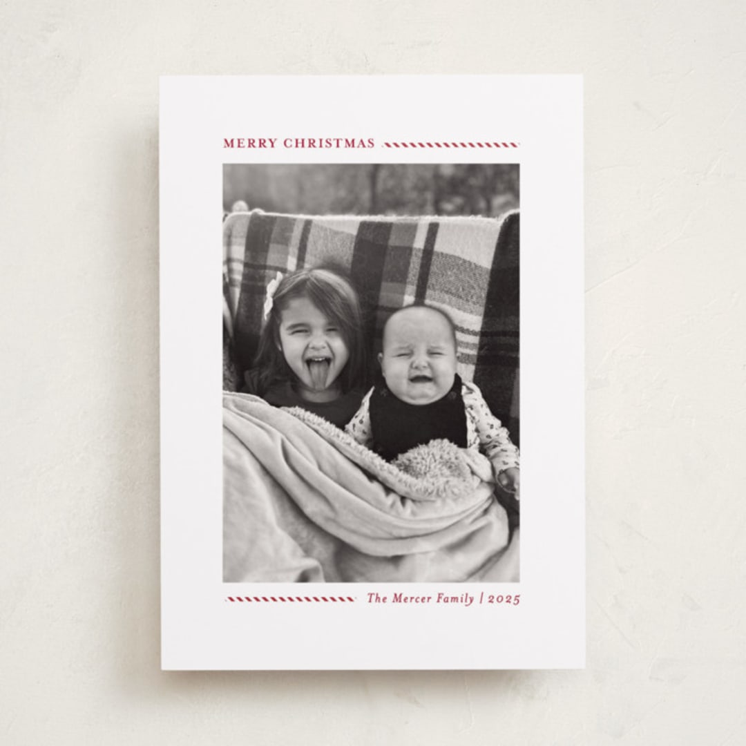 "Candy Cane Lines" - Holiday Cards in Candy Cane by Allison Orszak - Front