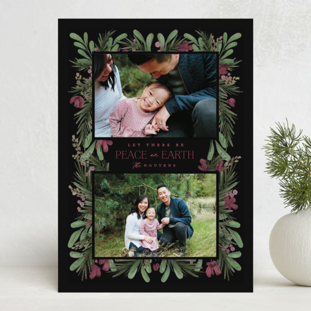"Rustic Floral" - Holiday Cards in Wreath by Heather Cairl - Front
