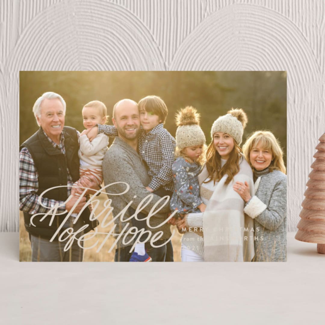 "Hope Script" - Holiday Cards in Linen by Jill Means - Front