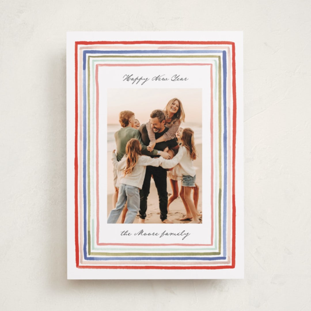 "Painted Frame Lines" - Holiday Cards in Gumdrop by Alethea and Ruth - Front