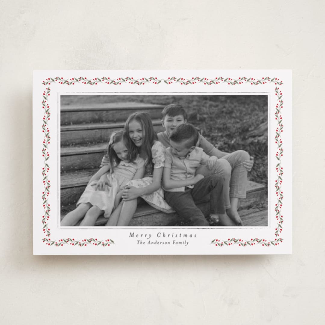 "Delicate Frame" - Holiday Cards in Holly Berry by Susan Moyal - Front