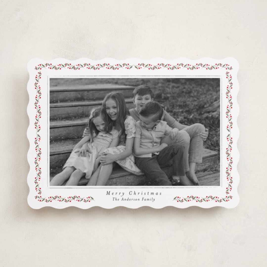 "Delicate Frame" - Holiday Cards in Holly Berry by Susan Moyal - Front
