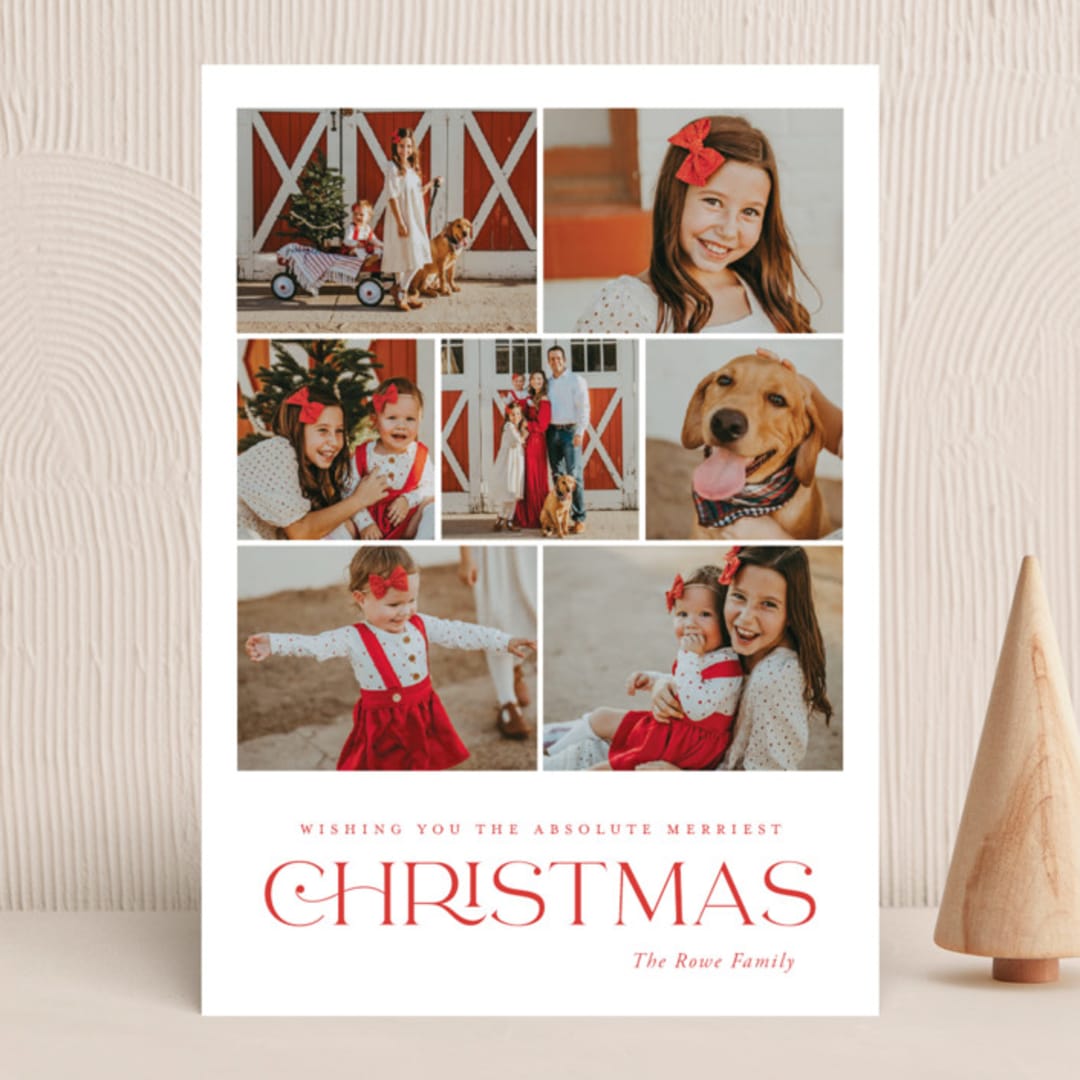"Merriest of All" - Holiday Cards in Red Stocking by Oscar and Emma - Karly Depew - Front