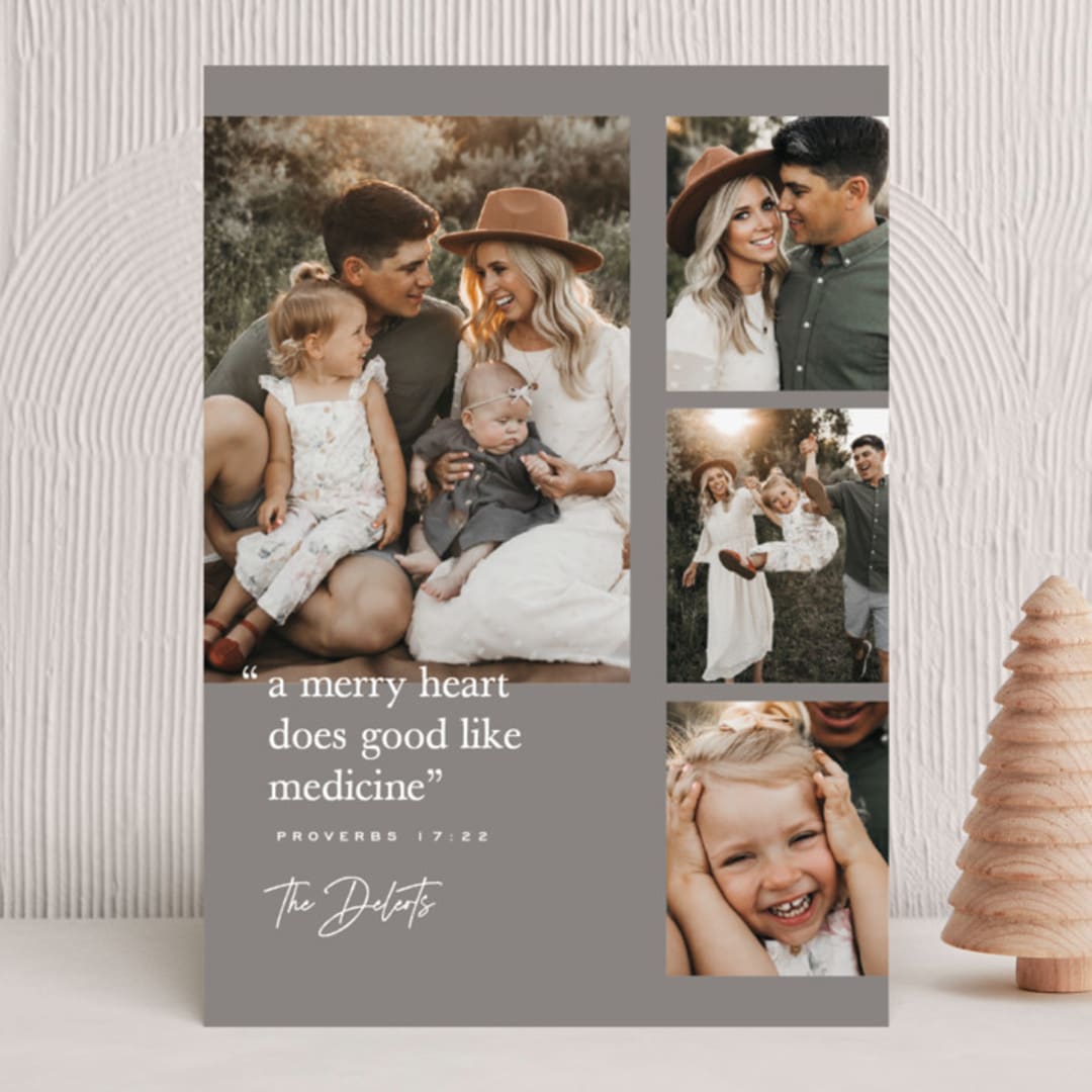 "merry heart" - Holiday Cards in Greige by Sara Hicks Malone - Front