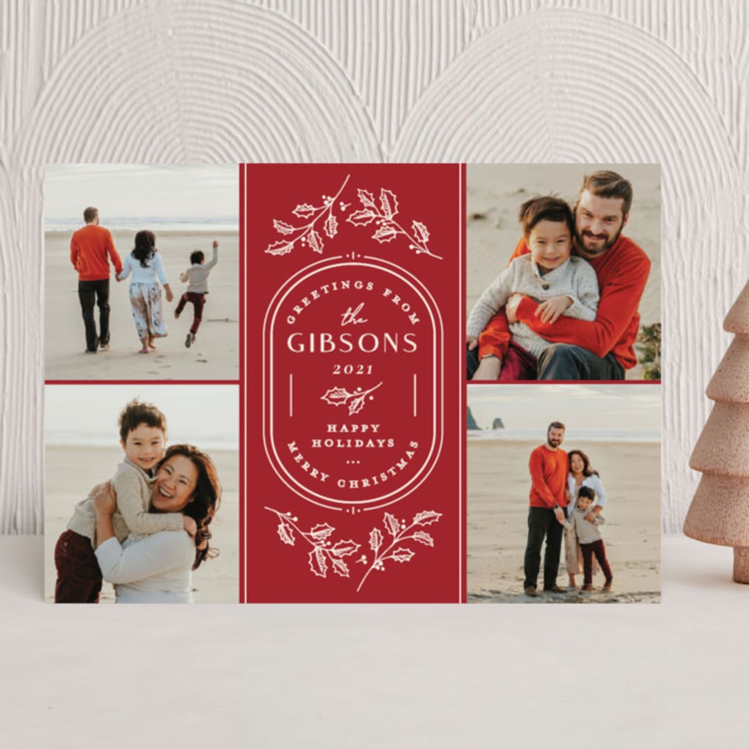 "Oval Emblem" - Holiday Cards in Scarlet by Paige Rothhaar - Front