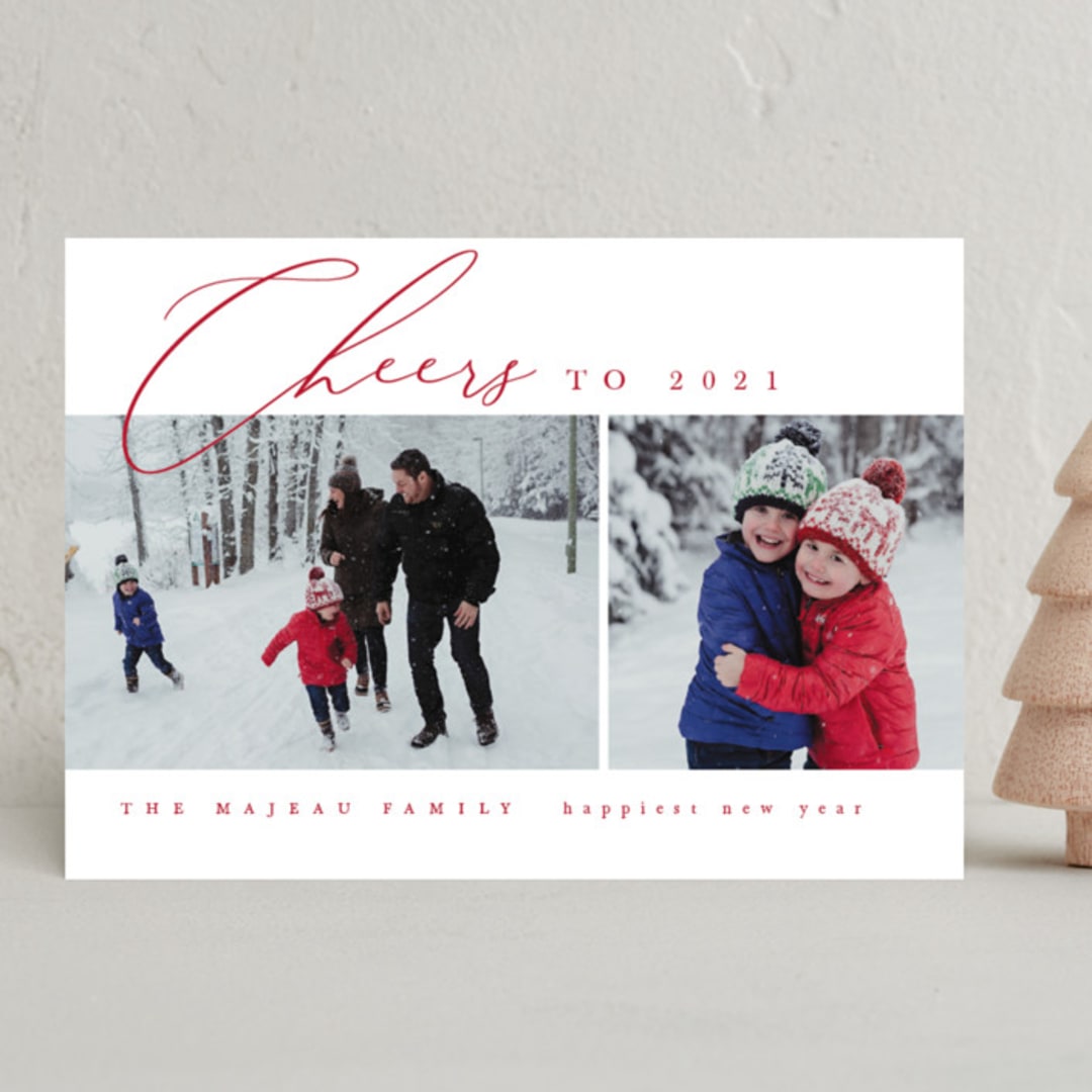 "Editorial chic" - Holiday Cards in Berry by Kelly Schmidt - Front