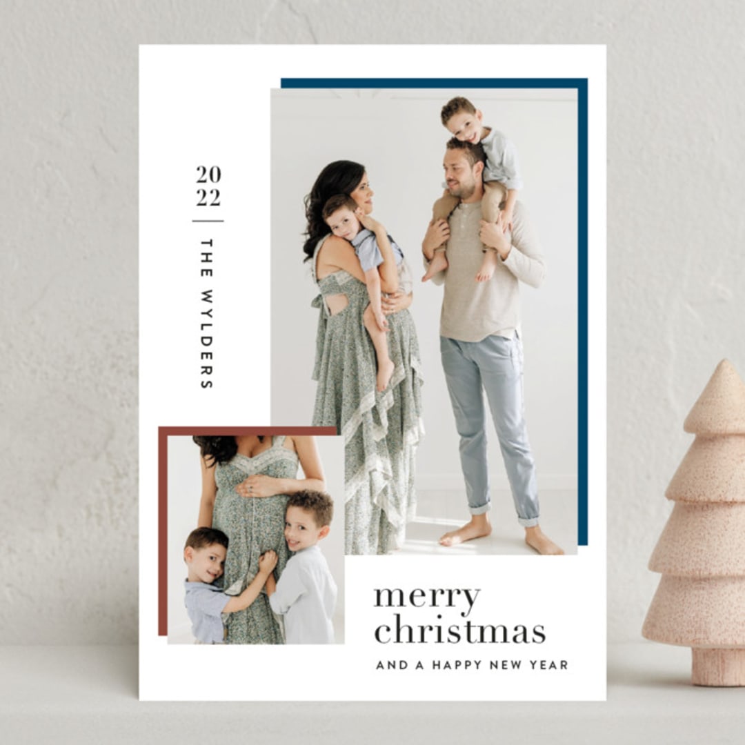 "Bold editorial" - Holiday Cards in Navy by Tanya Lee of Frooted Design - Front
